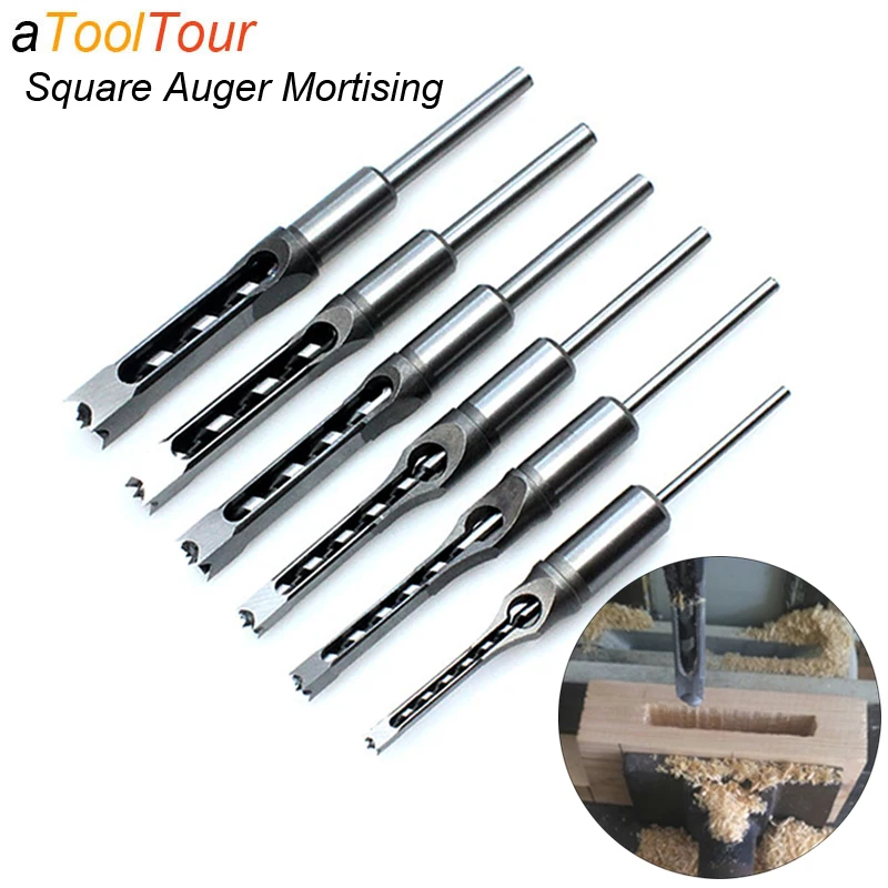 

6-16mm Woodworking Tools Twist Square Hole Drill Bits Auger Mortising Chisel Extended Saw For Wood Carving DIY Furniture