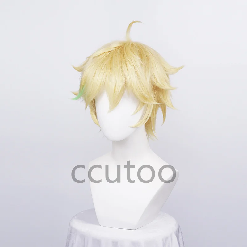 Ensemble Stars Harukawa Sora Golden Green Mixed Short Cosplay Heat Resistant Synthetic Hair Halloween Party Carnival + Wig Cap