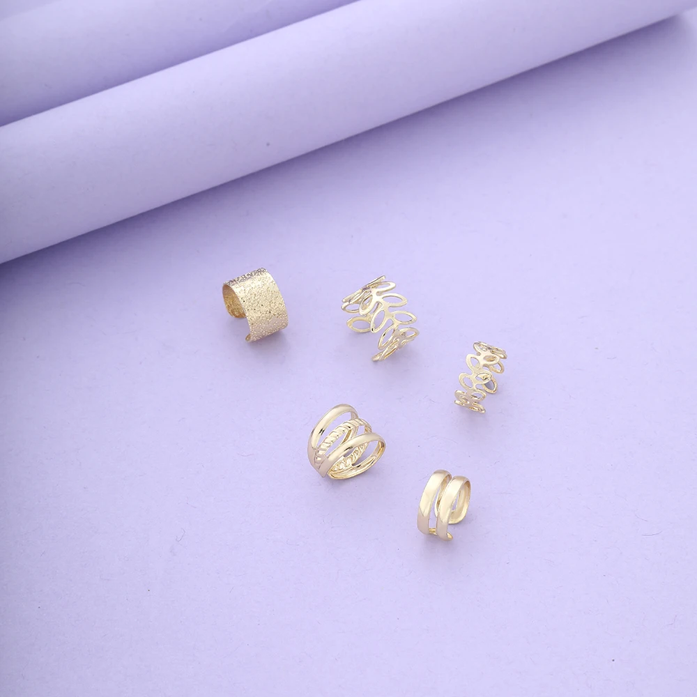 Gold Leaves Ear Cuff Black Non-Piercing Ear Clip Earrings for Women Men Fake Cartilage Earring Cuff Trend Jewelry Wholesale