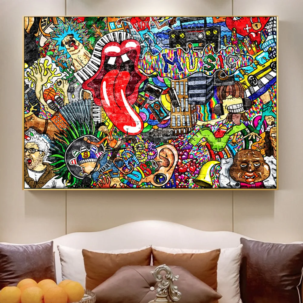 

Graffiti Backdrop Abstract Music Poster And Prints Street Art Canvas Painting On Wall Picture Home Decoration For Living Room