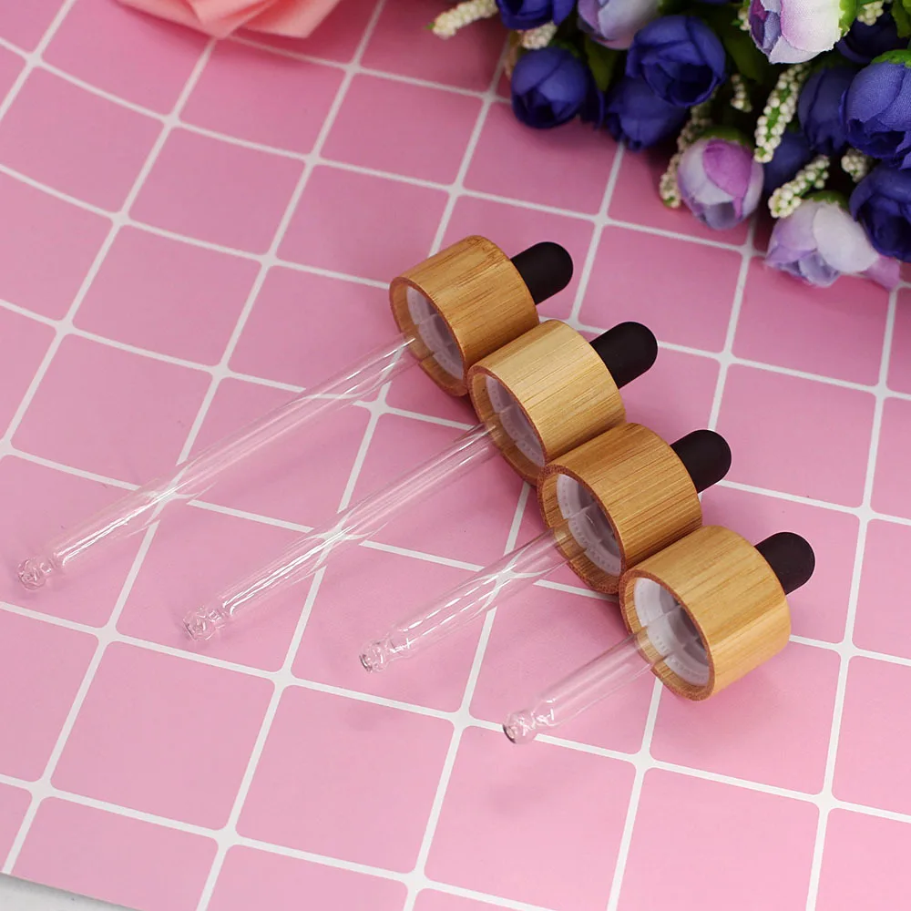 Wholesale 100 PCS Hot Sale Dropper Bottles Recyclable Bamboo Wooden Lid 18/20mm Plastic Inner Cap Essential Oil Container Cover