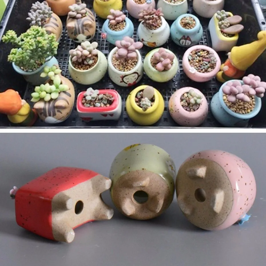 1pc Mini More Meat Ceramic  Flower Pot Succulents Fleshy Plants Flowerpot Small Home/Garden/Office Decoration Pots for Flowers