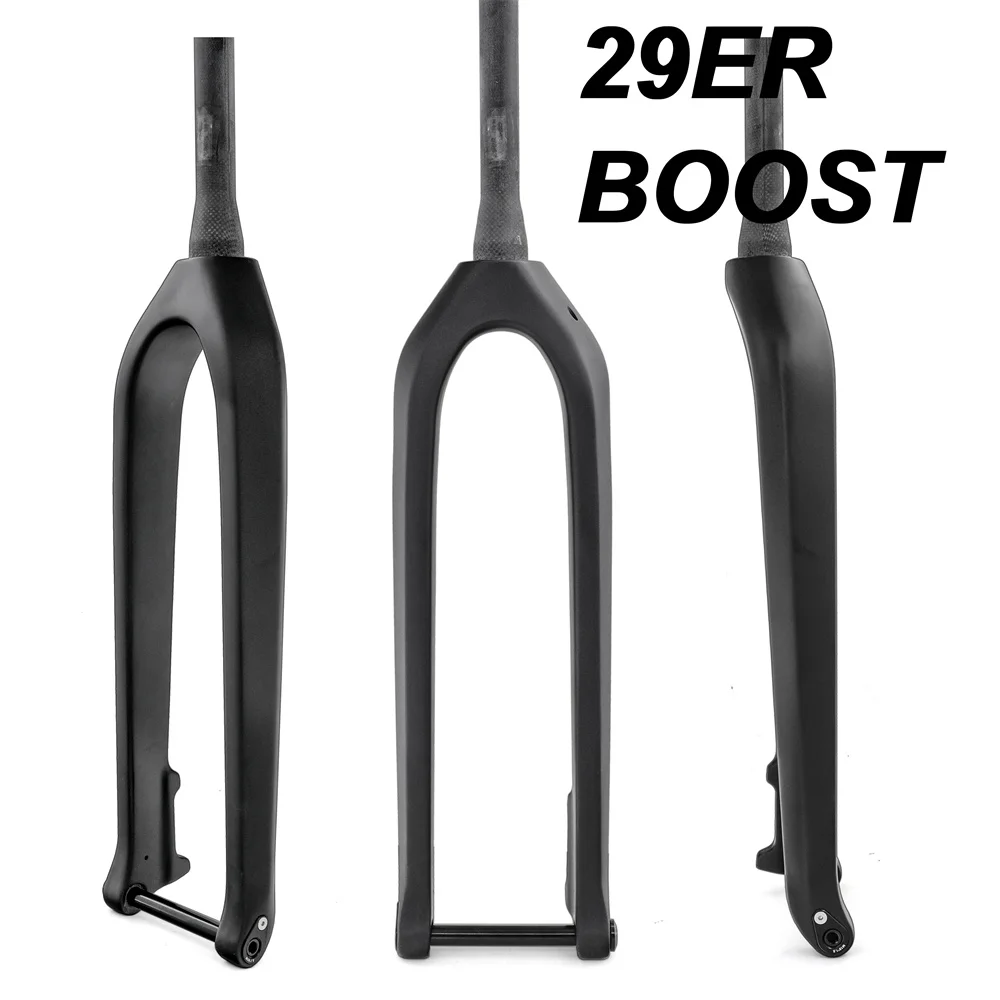 

Boost MTB Carbon Fork 29er 110*15mm Downhill Fork Mountain Bike Carbon Rigid Fork 1-1/8"-1-1/2" Tapered Max Tire 3.0