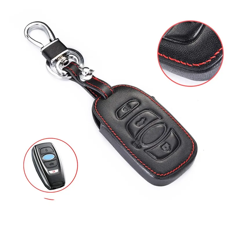 Leather Car Key Case Cover For Subaru BRZ Forester Legacy Outback WRX WRX STI Impreza XV Crosstrek Smart Keyless Cover Keys Bag