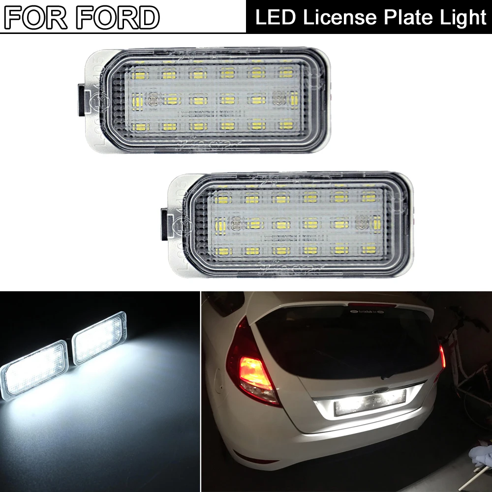 

2Pcs White LED License Plate Light Number Plate Lamp For Ford Fiesta Focus C-Max Grand Galaxy Kuga Mondeo S-Max B-Max Ecosport