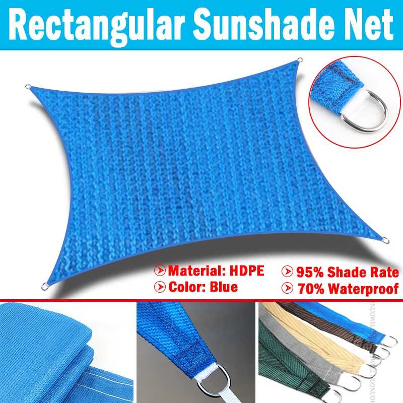 

Thicken HDPE Blue Outdoor Sun Shelter ArcRectangle Shading Sail Garden Terrace Canopy Sun Protection Cover Swimming Pool Awning