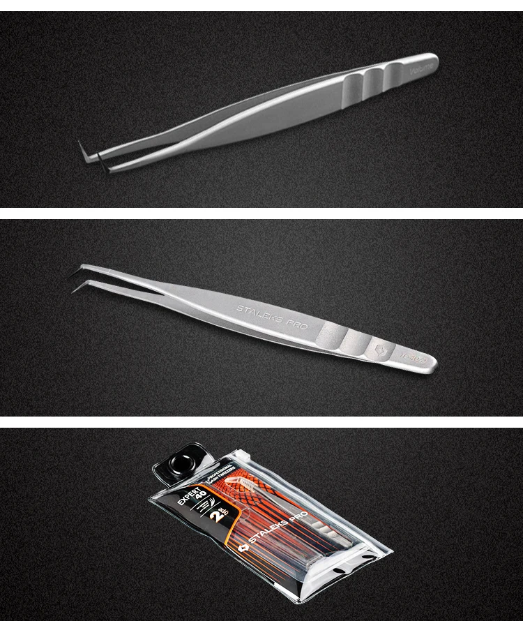 1pc STALEKS Pro High-precision Stainless Steel TE Series Straight Curved Tweezers Grafting Eyelashes Extension Makeup Tool