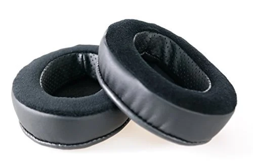 Hybrid หูฟังโฟมหน่วยความจำ-สีดำ PU/Velour-เหมาะสำหรับหูฟังชนิดใส่ในหูขนาดใหญ่-AKG,hifiMan,ATH,Philips,Fostex