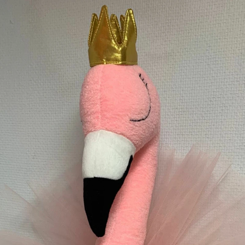 2020 new creative gift for birthday party design dream flamingo head stuffed animal head for kids bedroom wall decoration gift