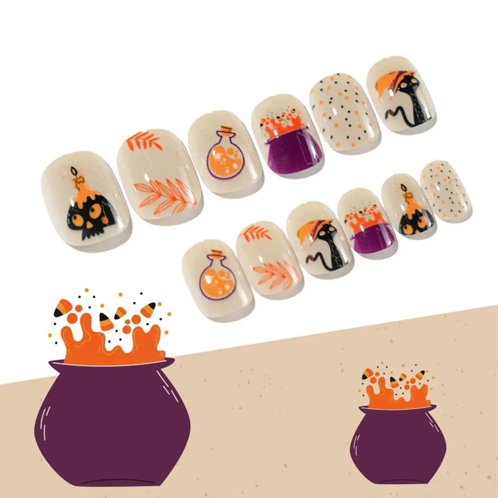 24Pcs Beauty For Children Press On Christmas Fake Nails Nail Manicure Tool Cute False Nails