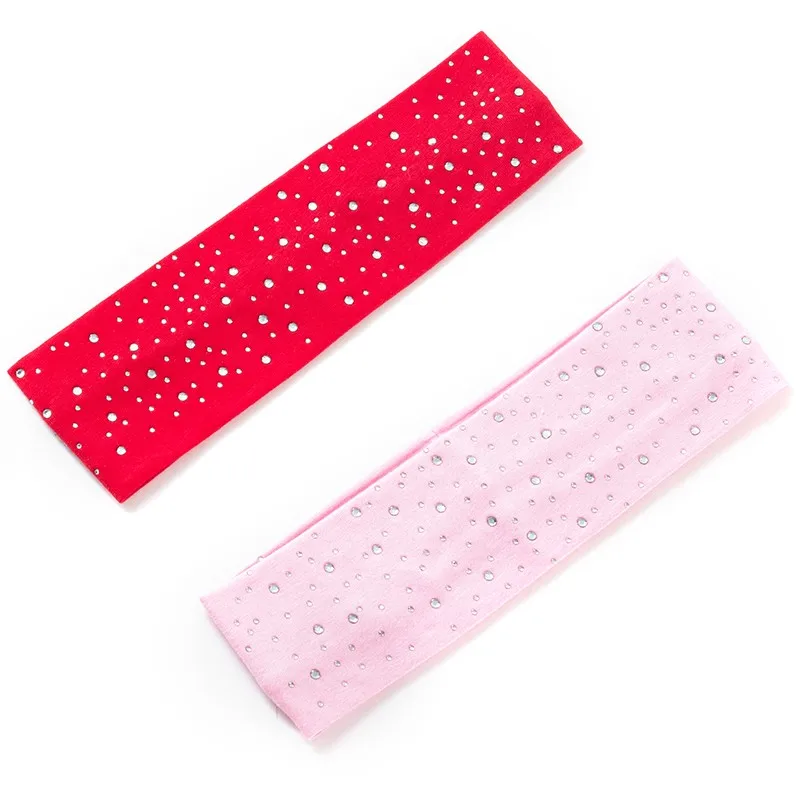 Children Rhinestone Flat Headbands Hair Girl Handmade Kids Elastic Unique Hairbands Dot Headwraps Candy Color Hair Accessories