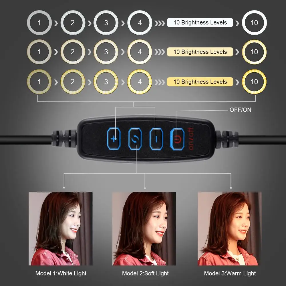 PULUZ-Anillo de luz LED 4 en 1 para selfi, plataforma de vídeo Vlogging para transmisión en vivo, con micrófono, soporte de trípode y cabeza de trípode, 4,6 pulgadas