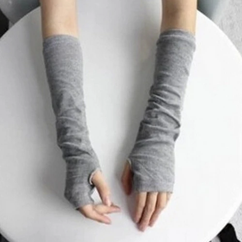 Women\'s Fashion Knitted Arm Fingerless Long Mitten Wrist Elastic Warm Gloves hot Mitten Warm Fingerless Gloves