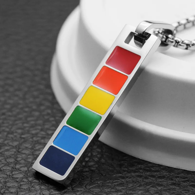 Men Women Gay Pride Rainbow Choker Stainless Steel Necklace LGBT Lesbian Pride Chocker Collar Punk COUPLES Jewelry Party Gift