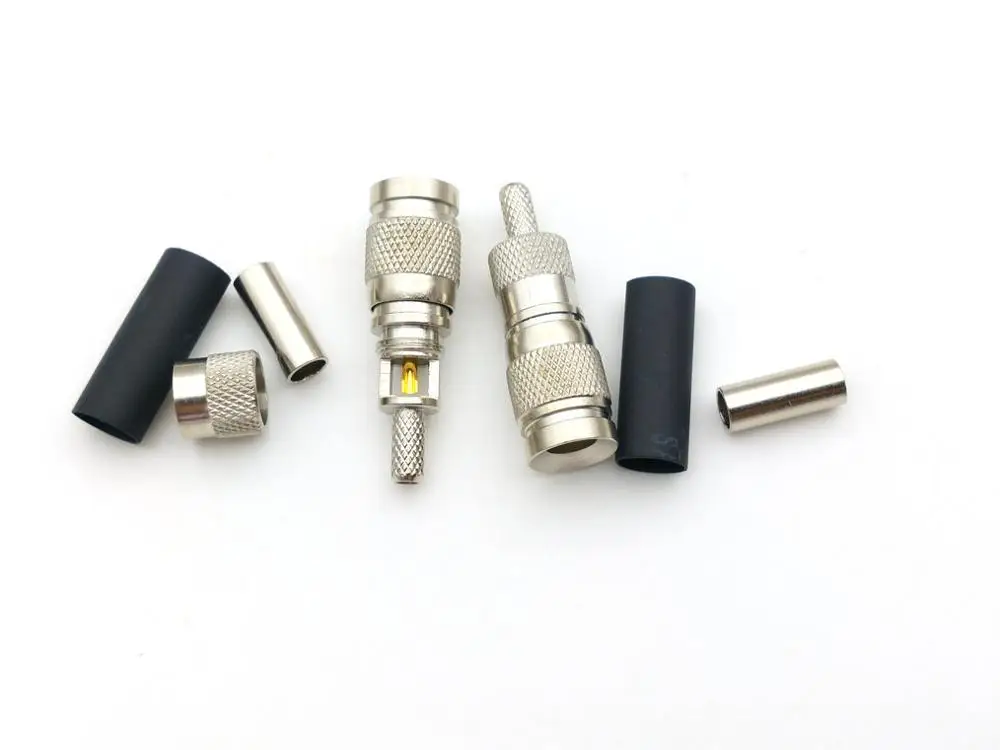 2pcs Mini Rf Connector copper DIN 1.0/2.3 CC4 Male Plug Crimp Connectors for Cable RG174 RG316 LMR100 RG179