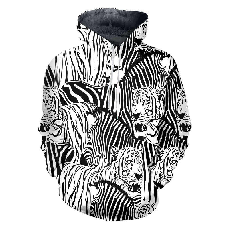 Black White Tiger Zebra 2021 New Fashion Trucksuit 3D Print Funny Unisex Zipper Sweatshirts Hoodies Jacket Large Size Custom