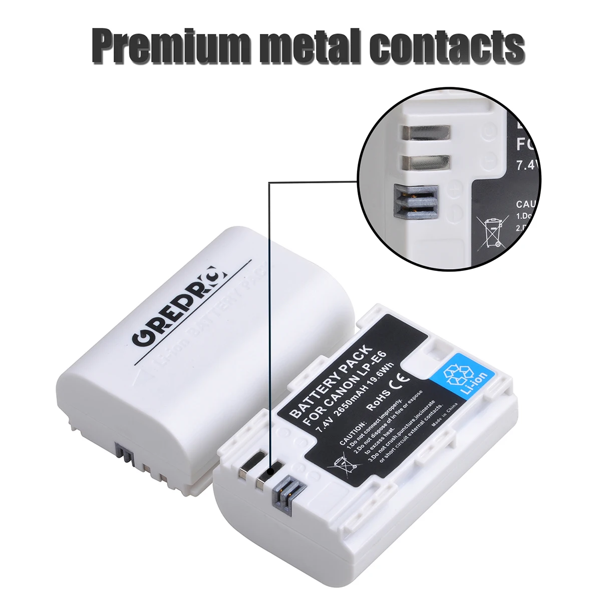 Carregador de bateria lp e6, 2650mah, com porta tipo c, para canon eos, 5ds, r, 5d, mark ii, 5d, mark iii, 6d, 7d, 60da