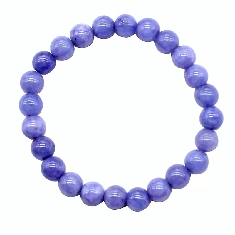 Bracelet en pierre de calcédoine violette naturelle pour femmes, Bracelet extensible en cristal, prière Yoga, cadeau