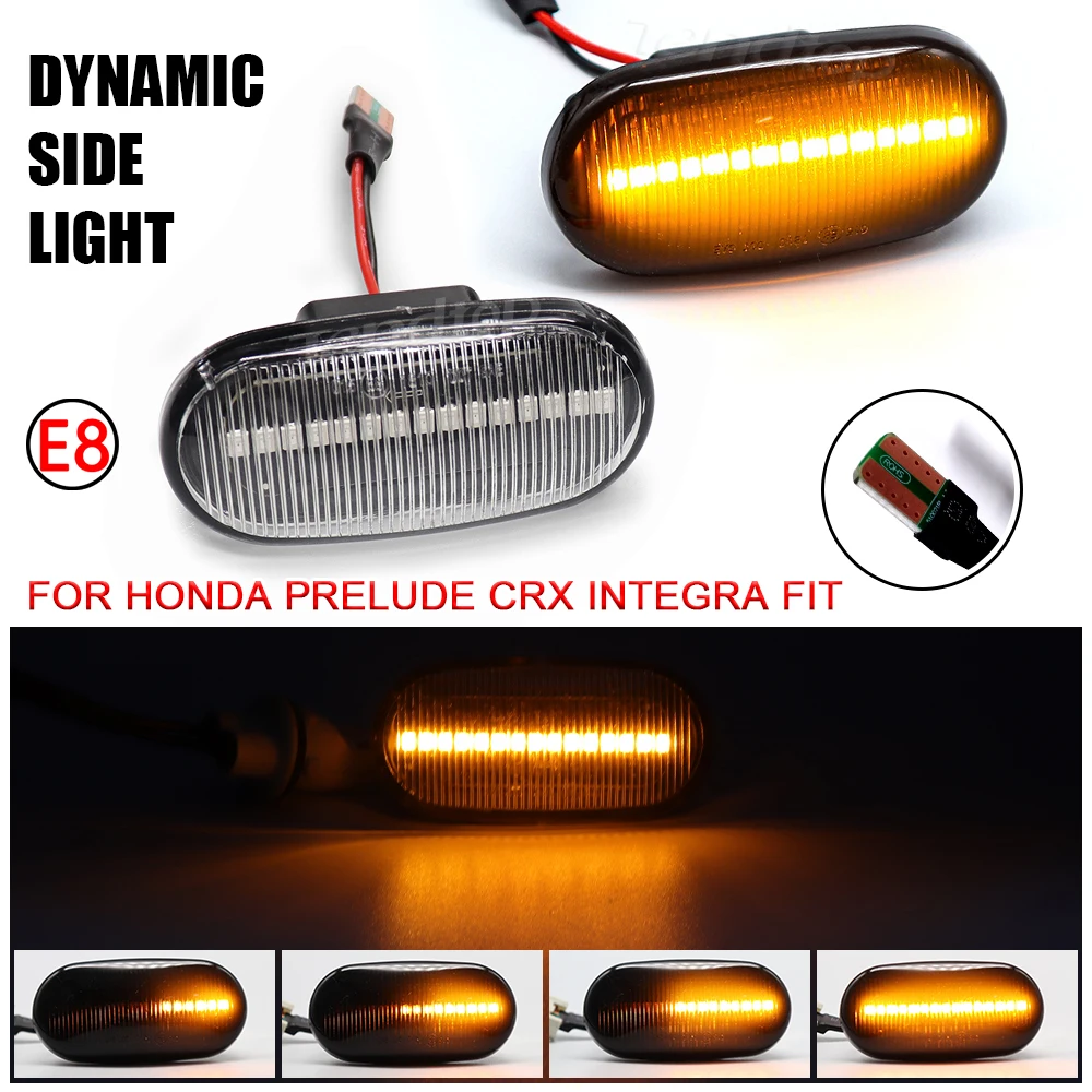 Dynamic Side Marker Indicator Turn Signal Light Sequential Blinker For HONDA Prelude CRX S2000 Integra Fit Del Sol Acura Civic