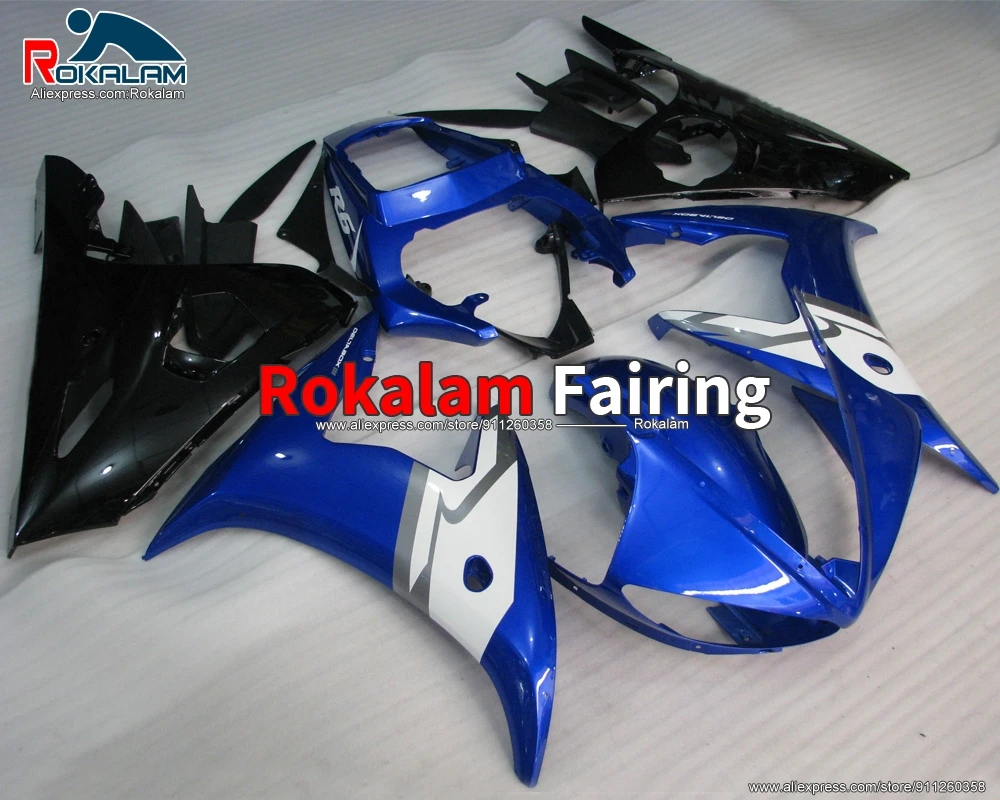 

ABS Plastic Kit For Yamaha R6 YZF600 2003 2004 YZFR6 03 04 Blue Black White Motorcycle Fairings (Injection Molding)