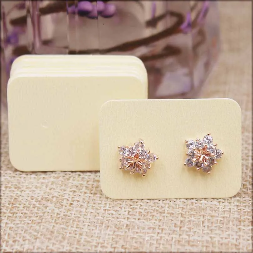 100pcs Cute Solid Color Earring Paper Package Card DIY Small Stud Earring Card White Kraft Pink Jewelry Display Card