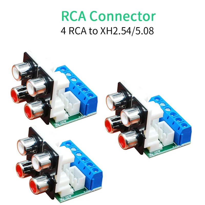 UNISIAN  RCA Connector  Four channels Audio signal board 4RCA to 3pin 2.54 5.08 Connector module 1/3 PCS