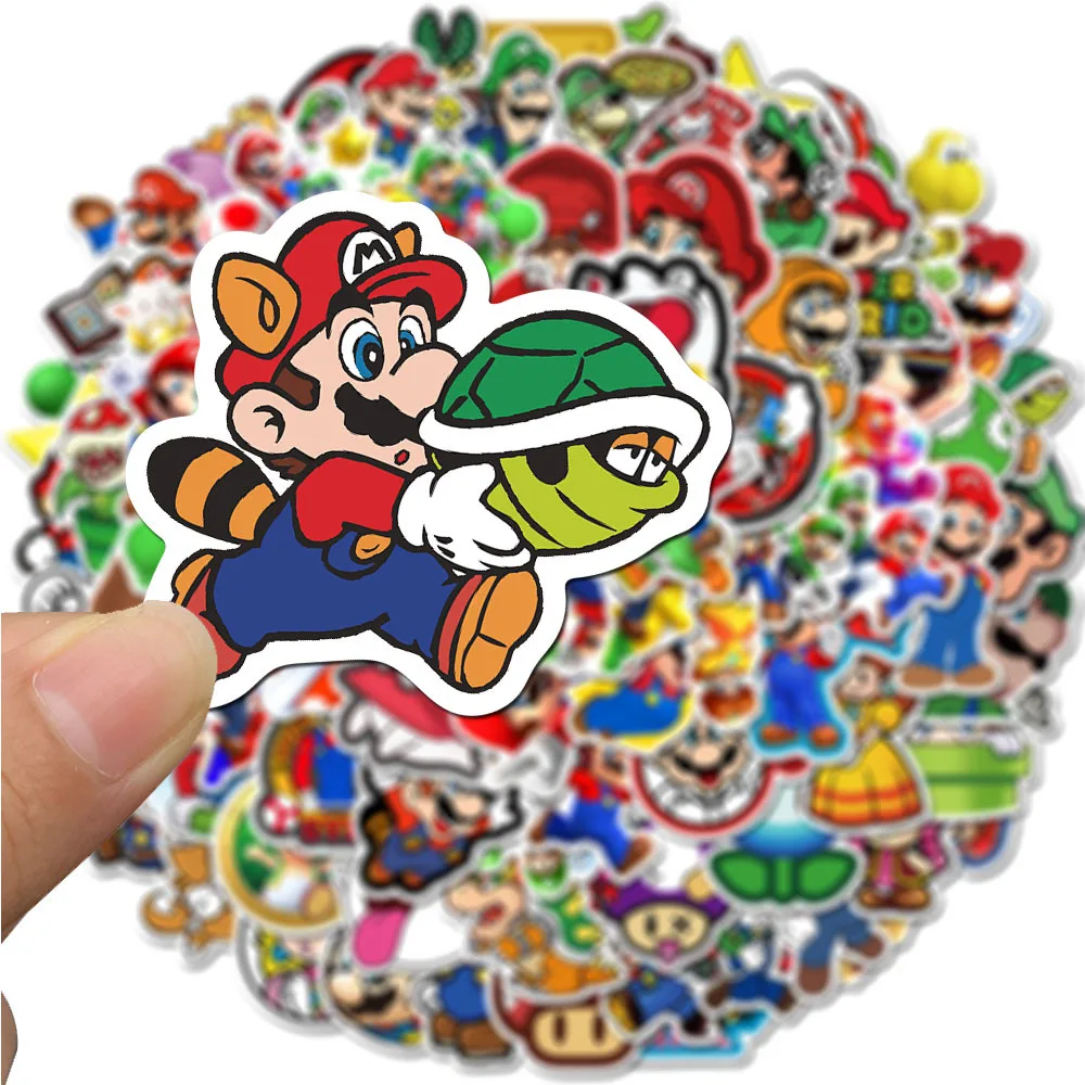 100PCS Super Marios Game Stickers IY Bike Travel Luggage Phone Guitar Laptop Classic Cartoon Sticker Decals Fun for Kid Toys