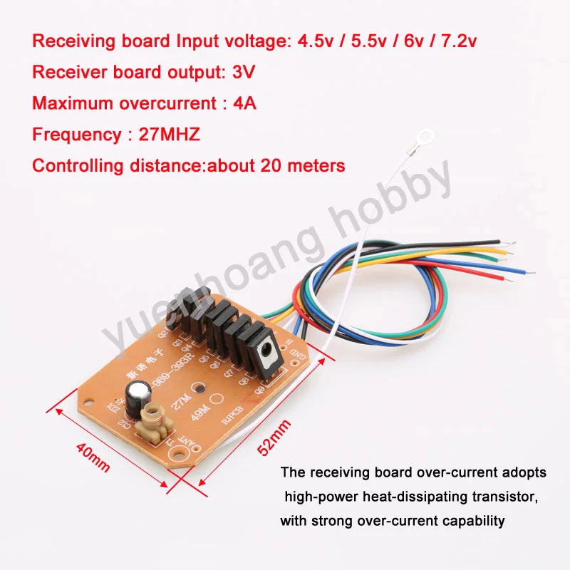 RC Toys 4CH 27MHZ Transmitter+Receiver Board 4.5v/5.5v/6v/7.2v Remote Controller Kit for Radio Control Car Boat Robot Model