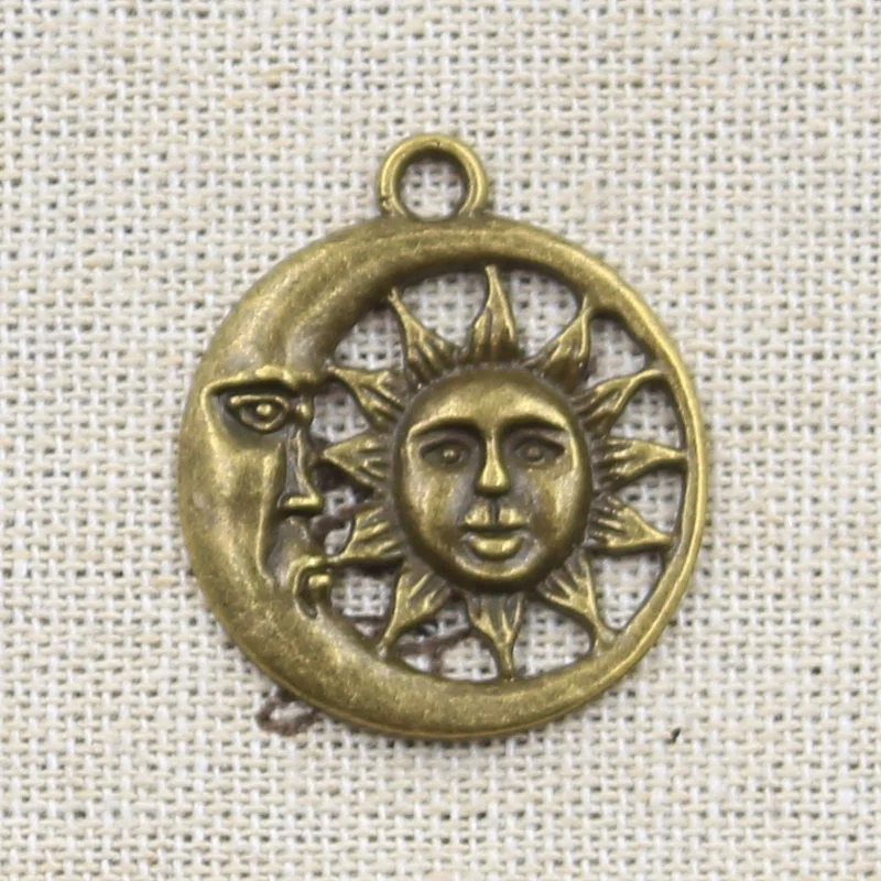 10pcs Charms Sun Moon 28x24mm Antique Tibetan Silver Bronze Color Pendant Findings DIY Vintage Choker Handmade Jewelry