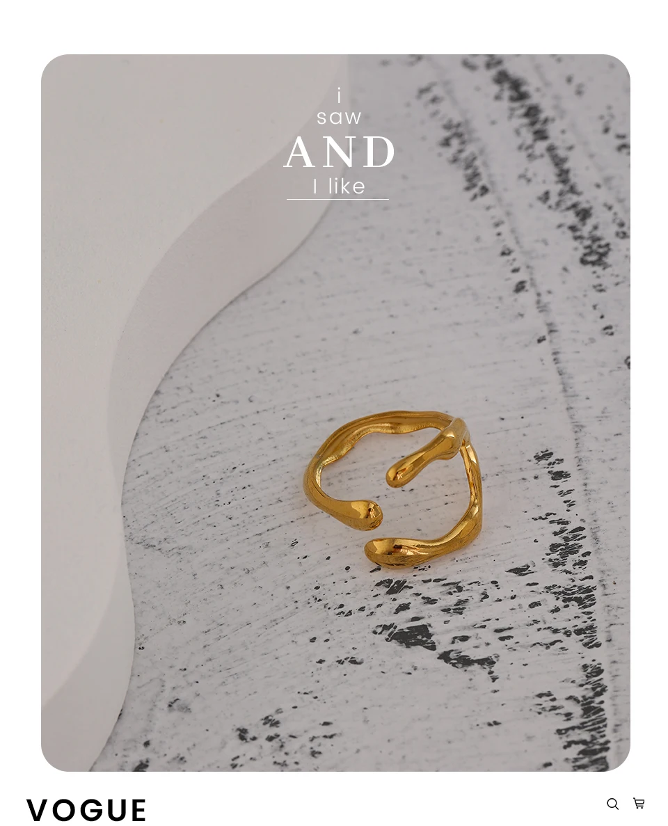 Yhpup 316L Edelstahl Ring Neues Design Metallic 18K PVD plattierter Schmuck Trendiger Öffnungsring биМ Р Mohamedрия Mohamed Geschenk – Detail 6