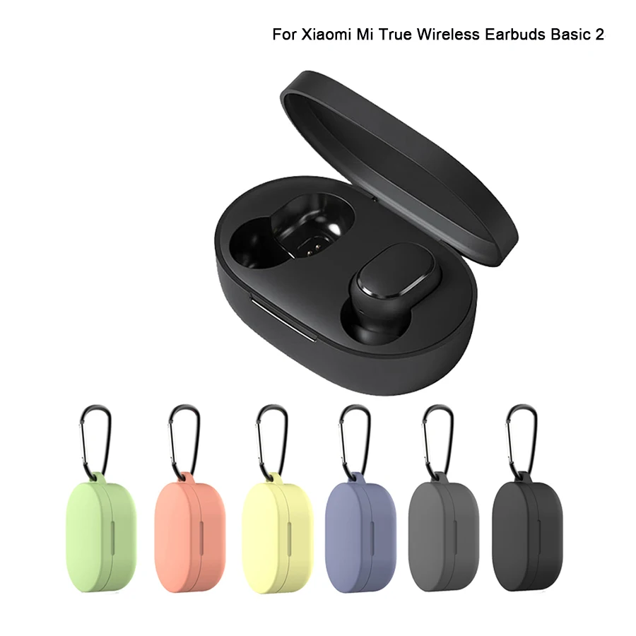 Silicone Protective Cover for Xiaomi Mi True Wireless Earbuds Basic 2 TWS Earphone Case Shell for Redmi Airdots 2 With Hook