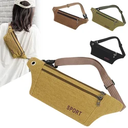 Canvas Waist Bag Waterproof Running Bag Outdoor Sports Belt Bag Bicycle Riding Mobile Phone Waist Pack Fitness Gym Belt Bag