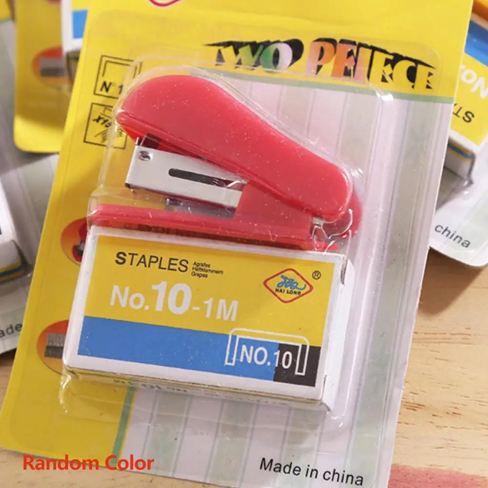 Portátil mini grampeador + grampos pode corrigir livros notas escritório adequado uso da equipe para estudantes de usar fontes docem i9o1