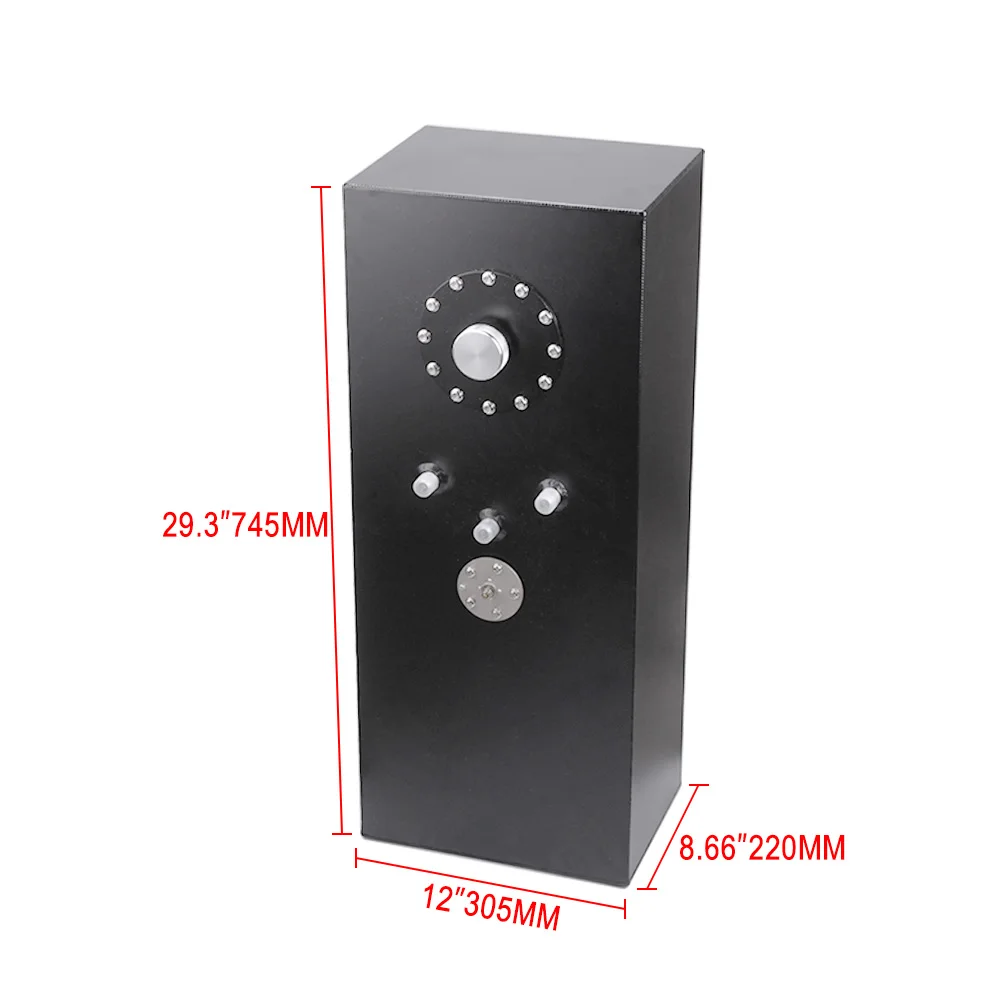 Tanque de sobretensão de combustível de boleto de alumínio 50L RASTP com sensor de tampa Plugue de porta AN8 Sillver preto RS-OCC031