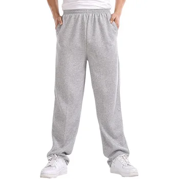 Pantalon de maison pour homme, coupe droite, élastique, Simple, bon marché, en coton, noir, décontracté, taille 7XL, 140KG, collection automne et été