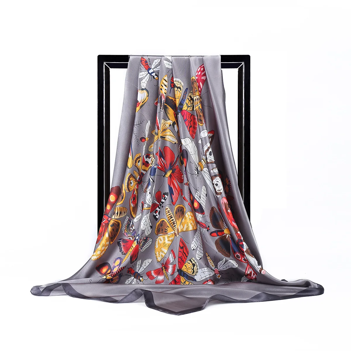 Women Square Silk Scarf 90*90 Satin Spring Summer Scarves Headscarf Luxury Brand Ladies Beach Shawls Wrap Bandana Female Foulard