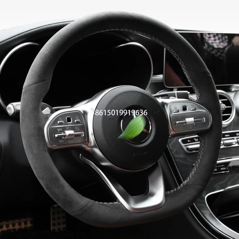 Для Benz c200l glc260l gla200 e c180l e300l ручной sewning черные замшевые чехол рулевого колеса автомобиля