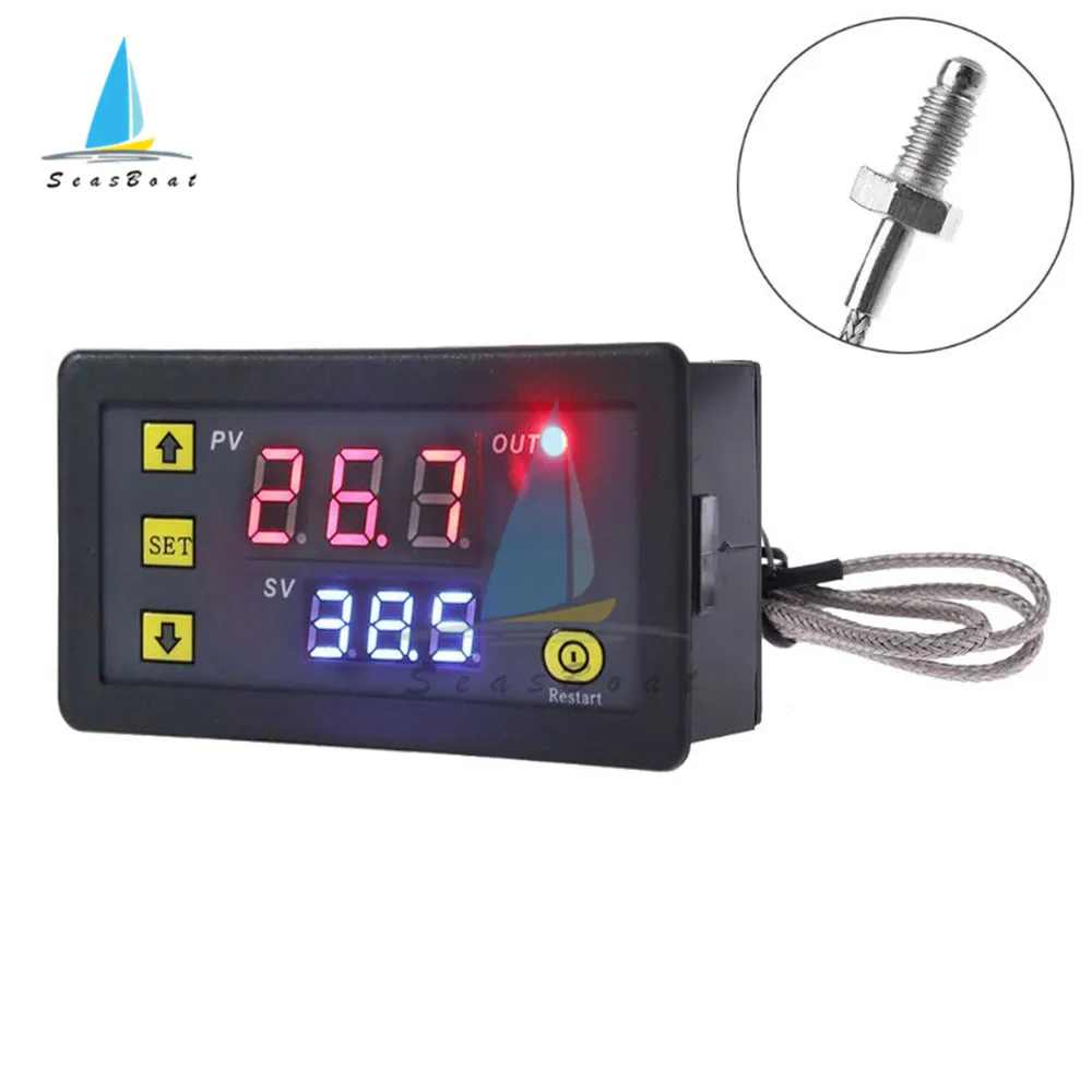 Digital Temperature Controller -60~500 Degree K-type M6 Probe Thermocouple Sensor Thermostat Heat Cool Control 5V 12V 24V 220V