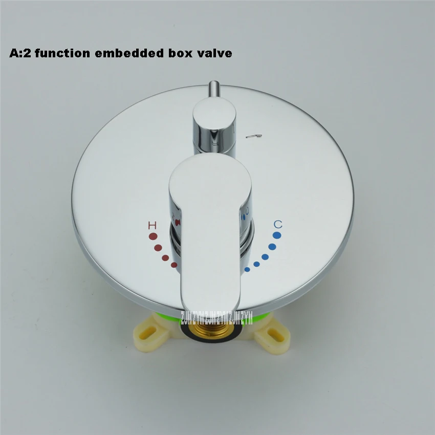 Brass Round Embedded Box Shower Mixing cold and hot Water Switch Valve Controller Wall In Concealed Shower F aucet On-Off Valve