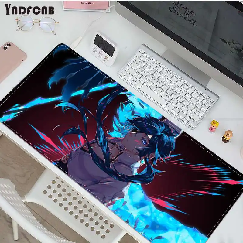 YNDFCNB Genshin Impact Kaeya Desain Sederhana Meja Pemutar Permainan Laptop Alas Mouse Karet Ukuran untuk Alas Mouse Keyboard Tikar