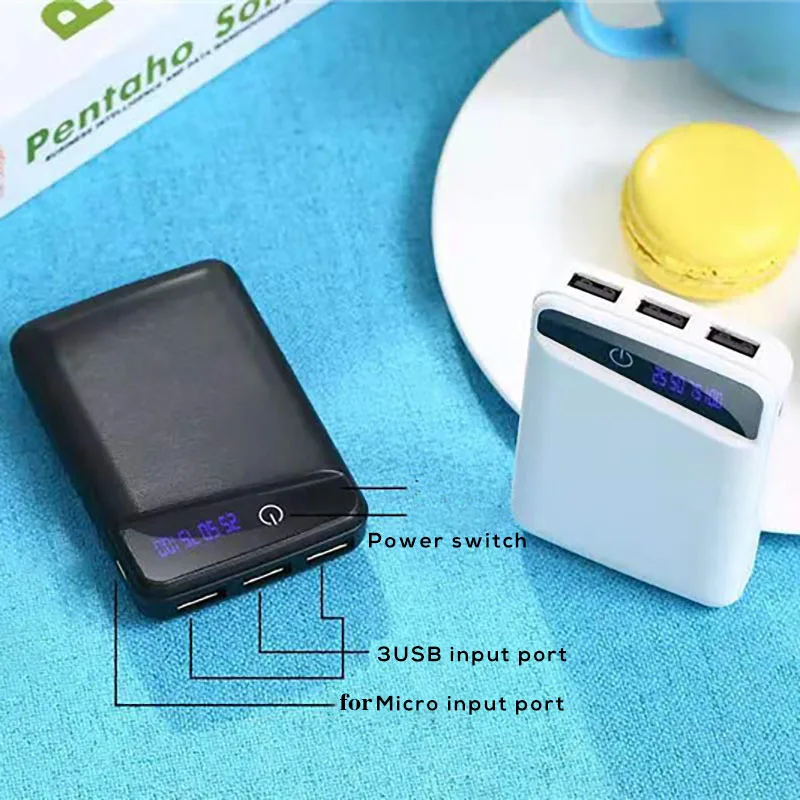 مايكرو 3 USB 10000mAh قوة البنك حالة قذيفة 3*18650 DIY المحمولة بطارية حامل Led عرض تجدد Powerbank حالة مربع للهاتف تشارنج