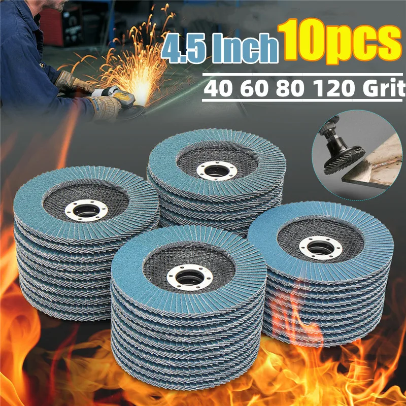 10pcs Grinding Wheels Flap Discs Sanding Discs 115mm 4.5 Inch 40/60/80/120 Grit Angle Grinder Abrasive Tool Wood Tools