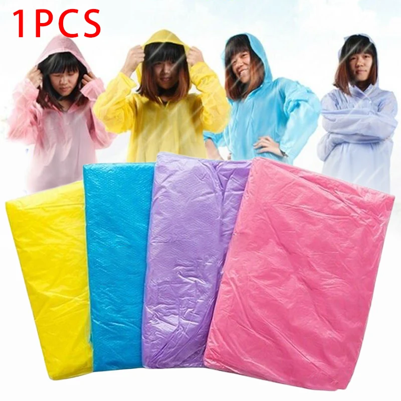 

Portable Raincoat Women Men Outdoor Rainwear Waterproof Disposable Camping Hiking Hooded Ponchos Transparent Plastic Rain Cover