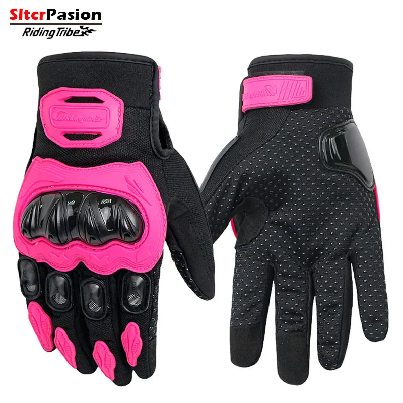 Gants de moto respirants pour hommes et femmes, gants de protection portables, opération tactile, noir, vert, rouge, rose, unisexe, M-média