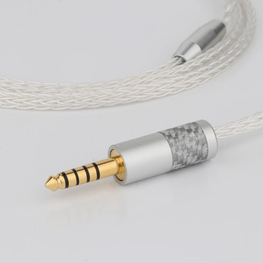 Preffair High Quality 8 Cores Silver Plated OCC Earphone Cable With 4.4mm To Dual 3.5mm