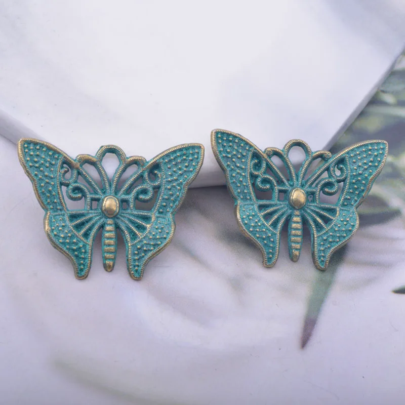 12 Stück/Set 15*30mm Böhmischer Stil Antike Bronze Schmetterling Anhänger Legierung Tier-Ohranhänger DIY Schmuck Ohrring-Komponenten – Detail 3