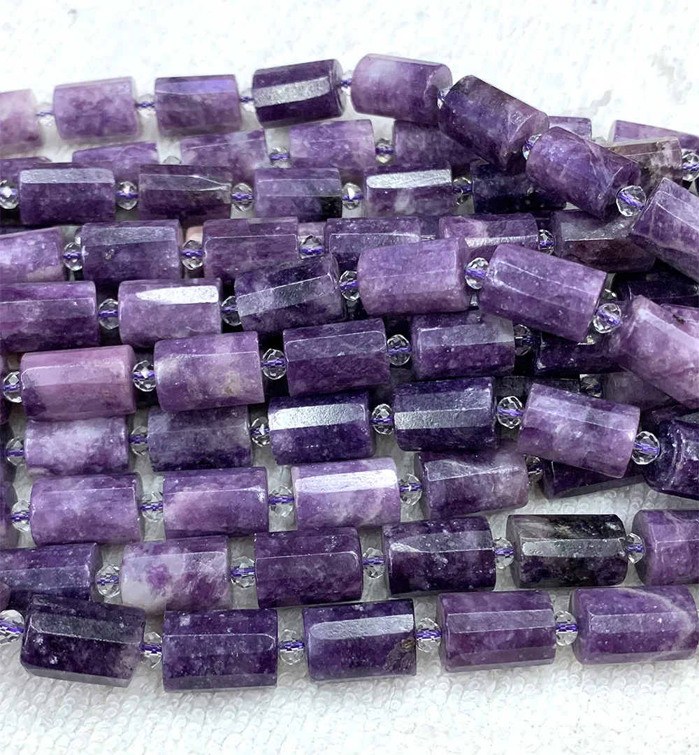 Veemake Facettierte Säulenröhrenperlen Amethyst Lapis Lazuli Quarz Amazonit Apatit Ametrin Chrysopras Mondstein Labradorit C4 – Detail 2
