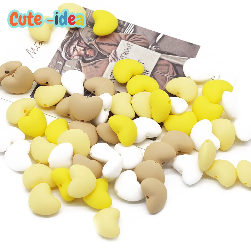 

Cute-idea 30PCS Baby Heart beads chew teething Nursing beads baby goods DIY infants Pacifier Chain toys Accessories Food Grade