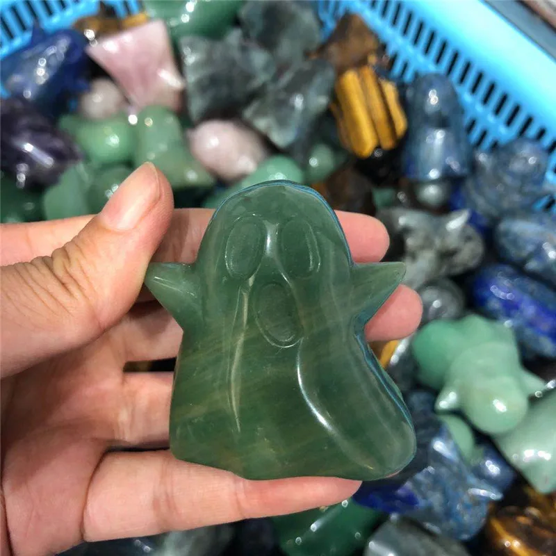 

Natural Healing Crystals Stone Ghost Statue Reiki Energy Chakra Gemstone Quartz Witchcraft Halloween Decoration