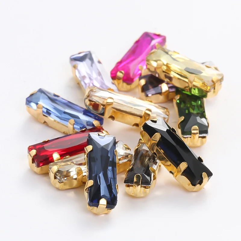 Pipatian 20 Pcs Princess Baguette Wholesale Glass Decoration Stone Crafts Jewelry Sewing Rhinestone Accessory for Needlework
